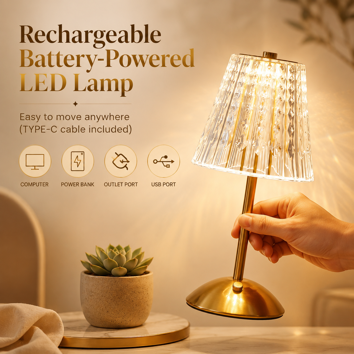 Hausly Crystal Glow Table Lamp